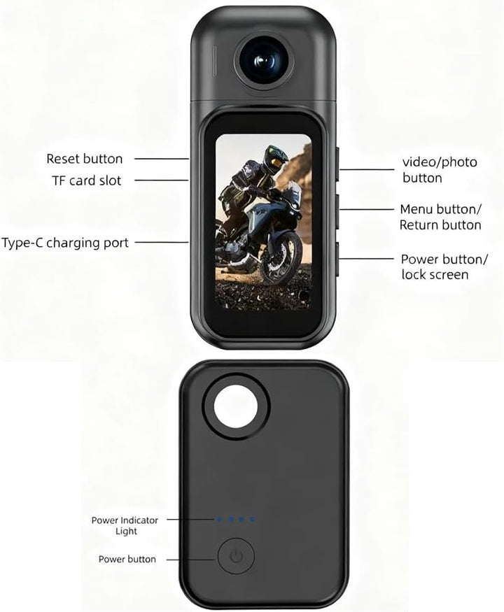 4K Mini Action Kamera WLAN, Daumengrösse mit 1,47” Touchscreen & 180° Drehbarer Linse, Magnetische B