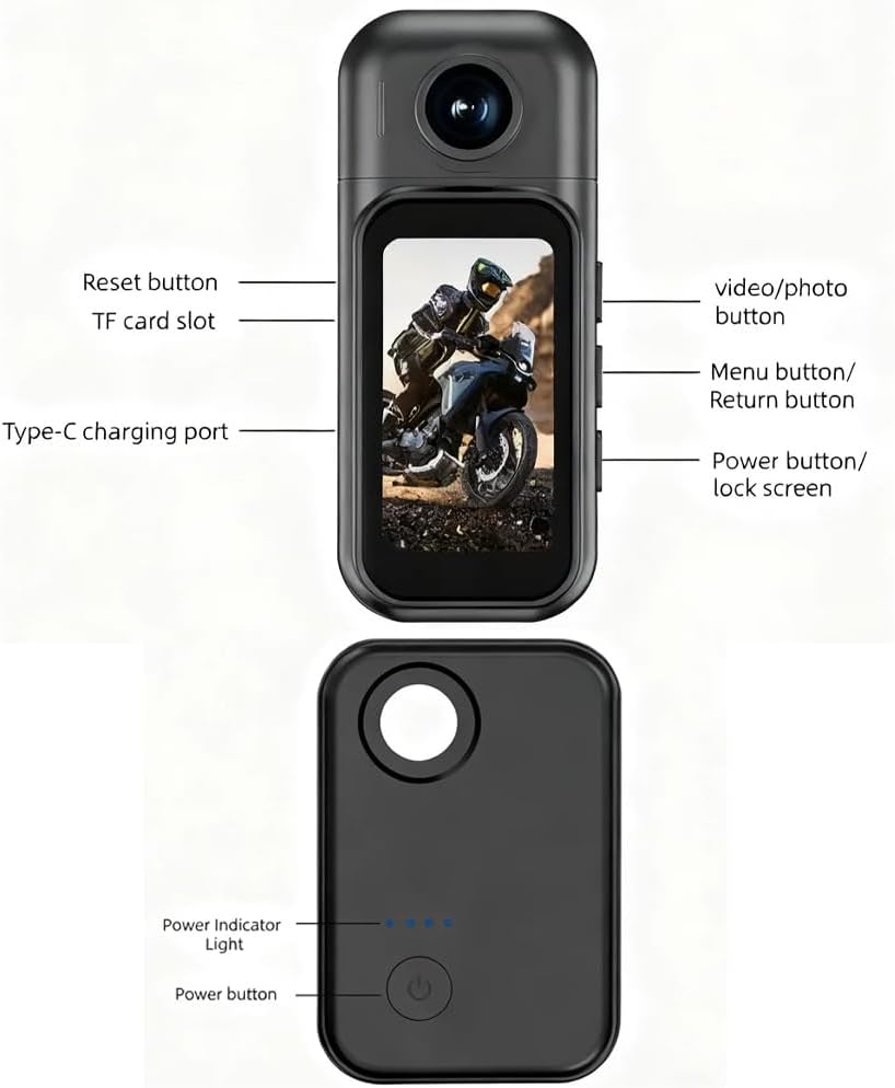 TKMARS Mini Action Kamera 1080P WLAN, 1,47” Touchscreen & 180° Drehbare Linse, Magnetische Bodycam m