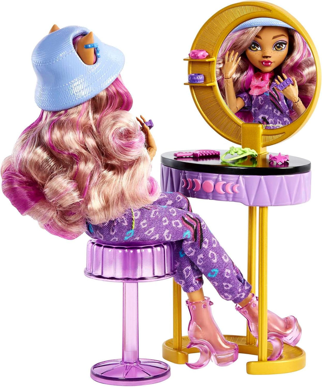 Monster High HKY70 - Spielset mit Puppe und Mode, Clawdeen Wolf Puppe und Zubehör, Boutique-Ankleide
