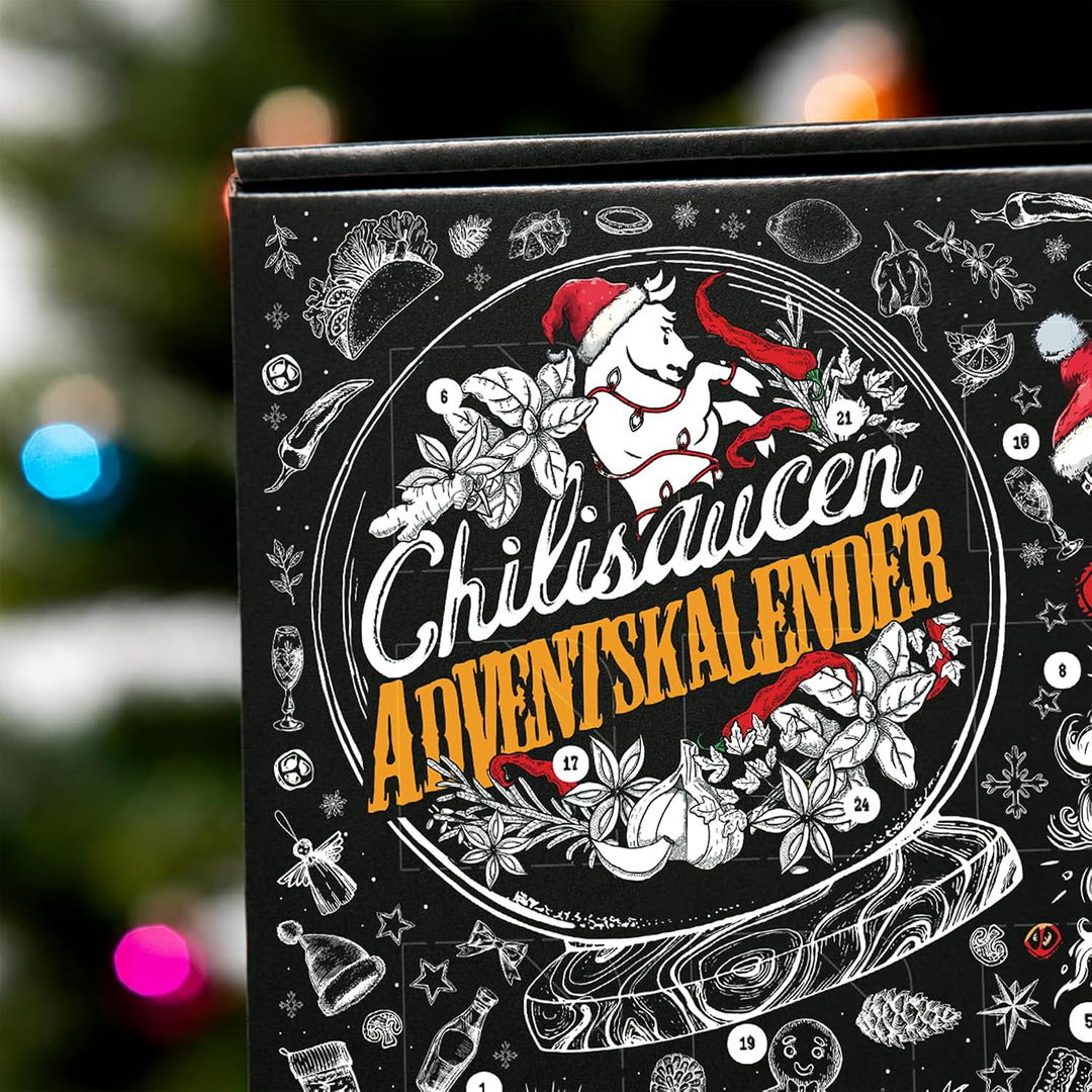 Mexican Tears - Scharfe Sauce Adventskalender mit 24 unterschiedlichen Chilisaucen in wiederverschli