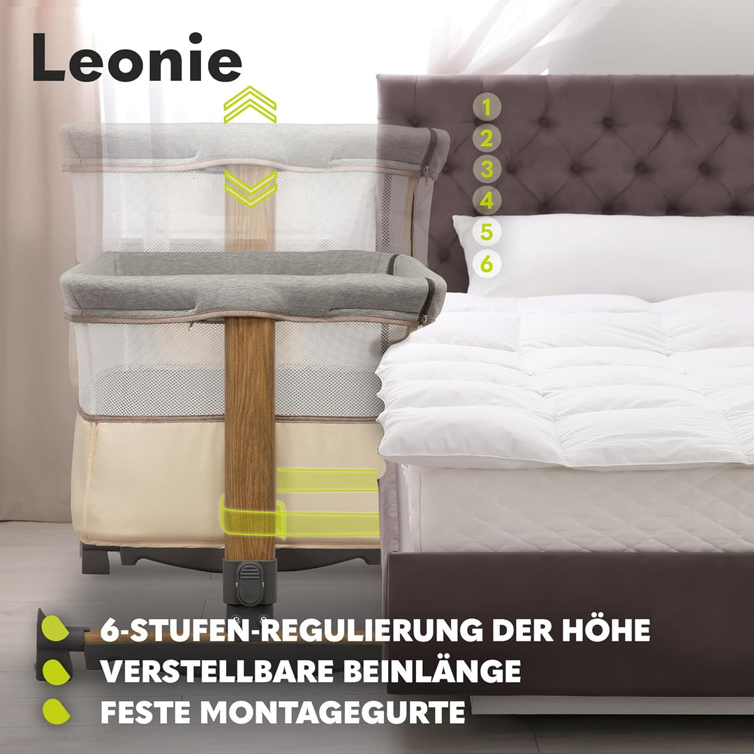 Lionelo Leonie 3 IN 1 Babybetten Babybett, Schaukelfunktion, 5-stufige Höhenverstellung, Schräglage,