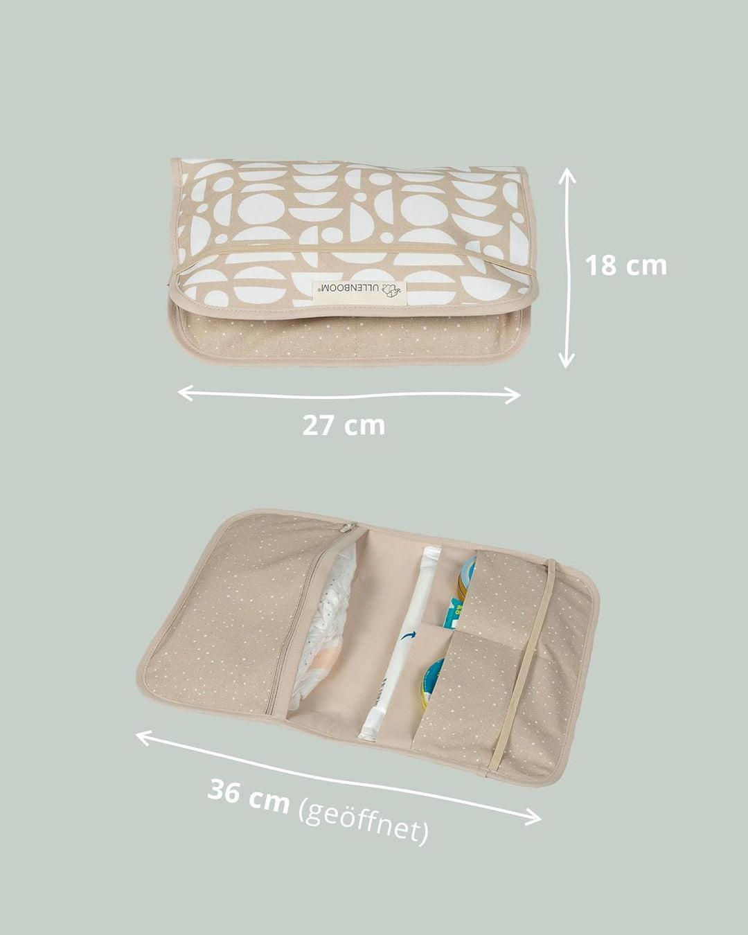 ULLENBOOM ® Windeltasche für unterwegs (Made in EU) - Wickeltasche für bis zu 3 Windeln, Feuchttüche