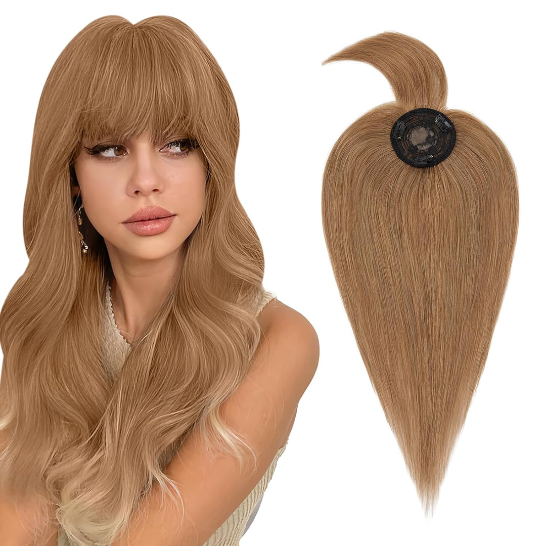 Silk-co Topper Extensions Haarteile Echthaar Clip in Extensions Echthaar Weich Natürlich Glatt Toupe
