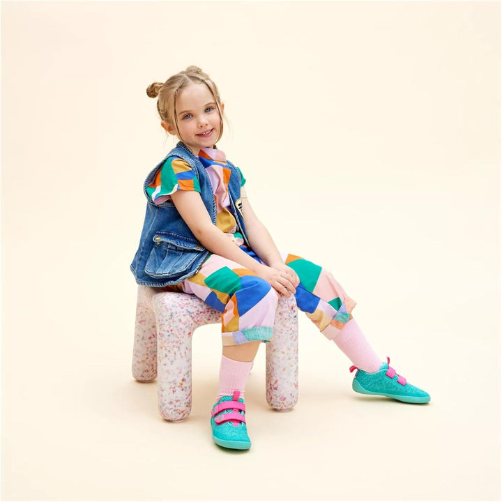 Affenzahn Halbschuh Knit Happy mit Klettverschluss, Vegan, rutschfest, Flexibel, Reflektierend, beso