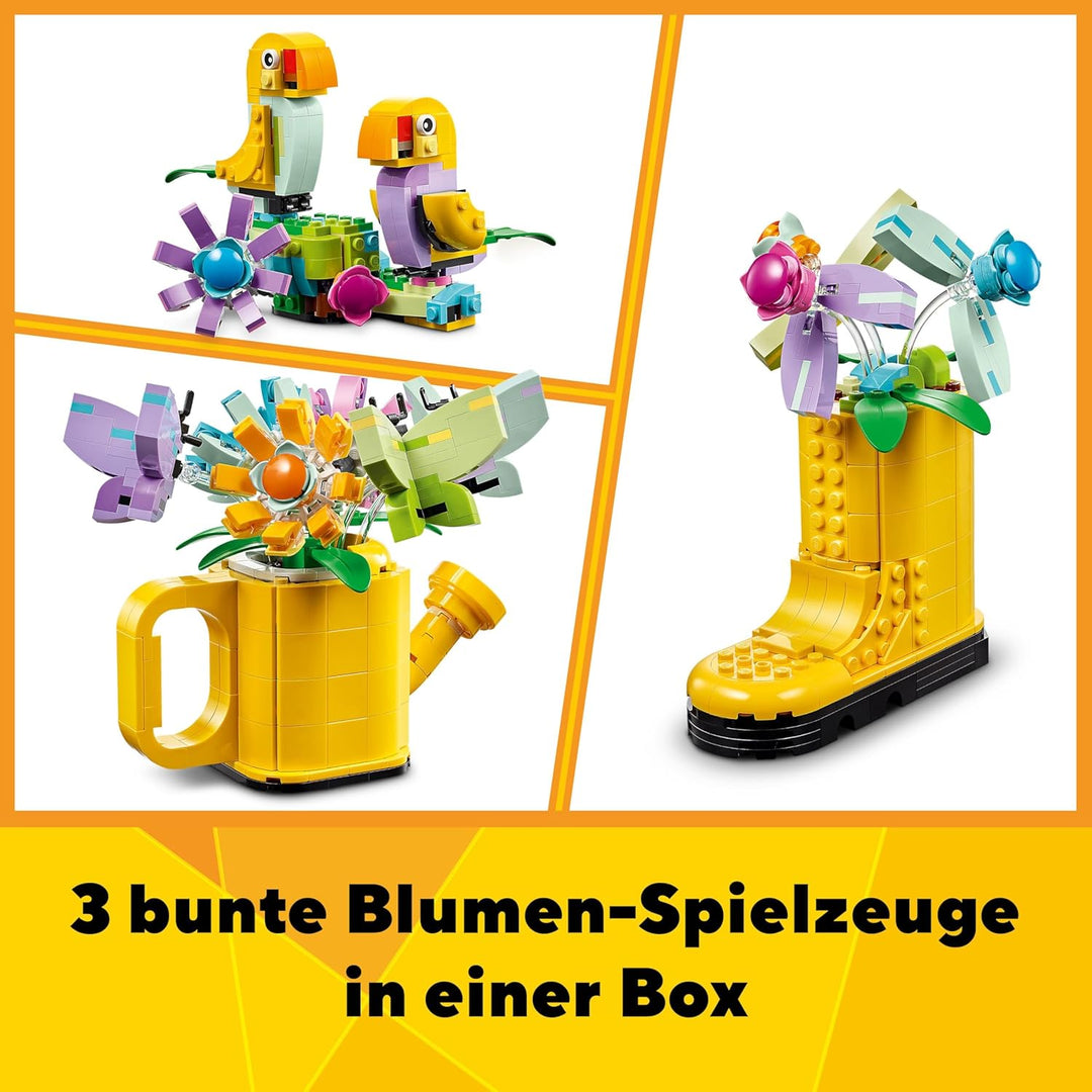 LEGO Creator 3in1 Giesskanne mit Blumen Set, Kinderzimmer-Deko, Baue eine Giesskanne mit Blumenstrau