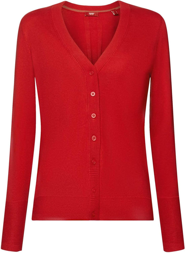 ESPRIT Cardigan mit V-Ausschnitt XXS Dark Red, XXS Dark Red