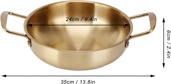 Hochwertiger Goldener Koreanischer Ramen-Topf, Leichter und Tragbarer Nudel-Kochtopf aus Edelstahl,