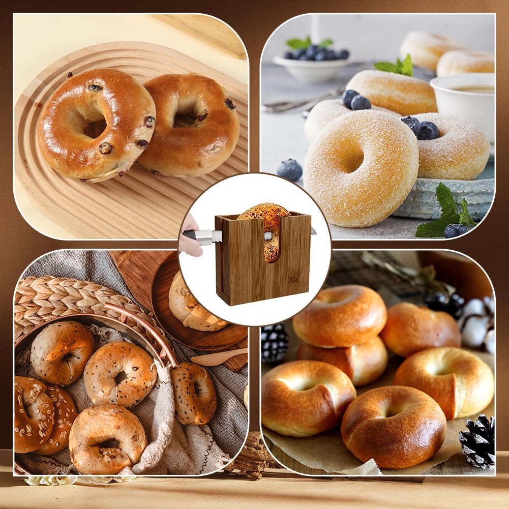 CUTHOLLOW Brotschneidemaschine Manuell aus Edles Akazienholz - mit Herausnehmbarem Einsatz - Bagel G