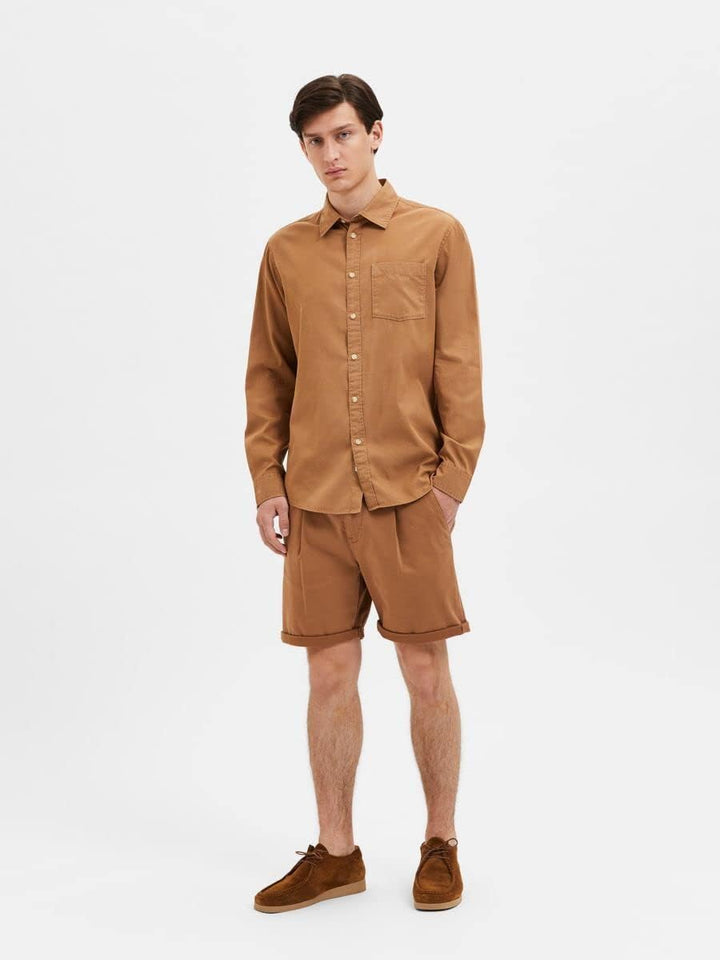 SELETED HOMME Herren Slhregpastel-Linen Shirt Ls W Noos Hemd, M Toasted Coconut