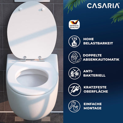 CASARIA® WC Sitz Doppelte Absenkautomatik MDF Holzkern hygienisch Rostfreie Scharniere 175kg Bad Toi