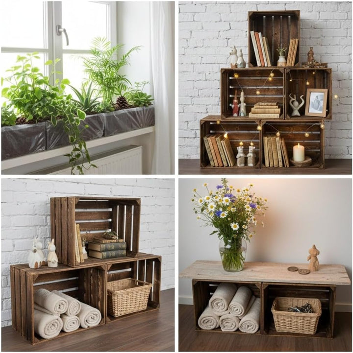 Teramico Alte geflammte Obstkisten / Holzkisten in vielen Variationen -Ideal zum Möbelbau oder zur A