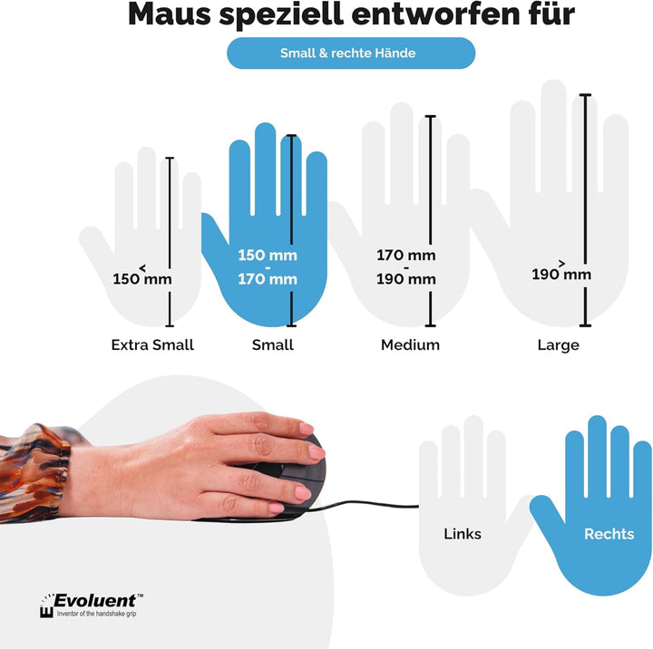 Evoluent VerticalMouse D s, VMDS, Schwarz, Silber, Grau s Mit Kabel Single, s Mit Kabel Single