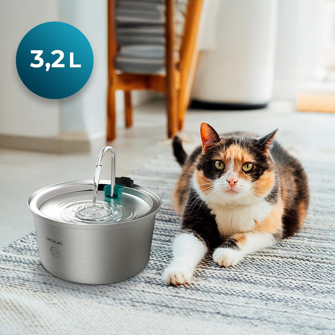 Cecotec Pumba 3200 Refresh INOX Automatischer Katzenbrunnen für Katzen, Haustiere, Fassungsvermögen