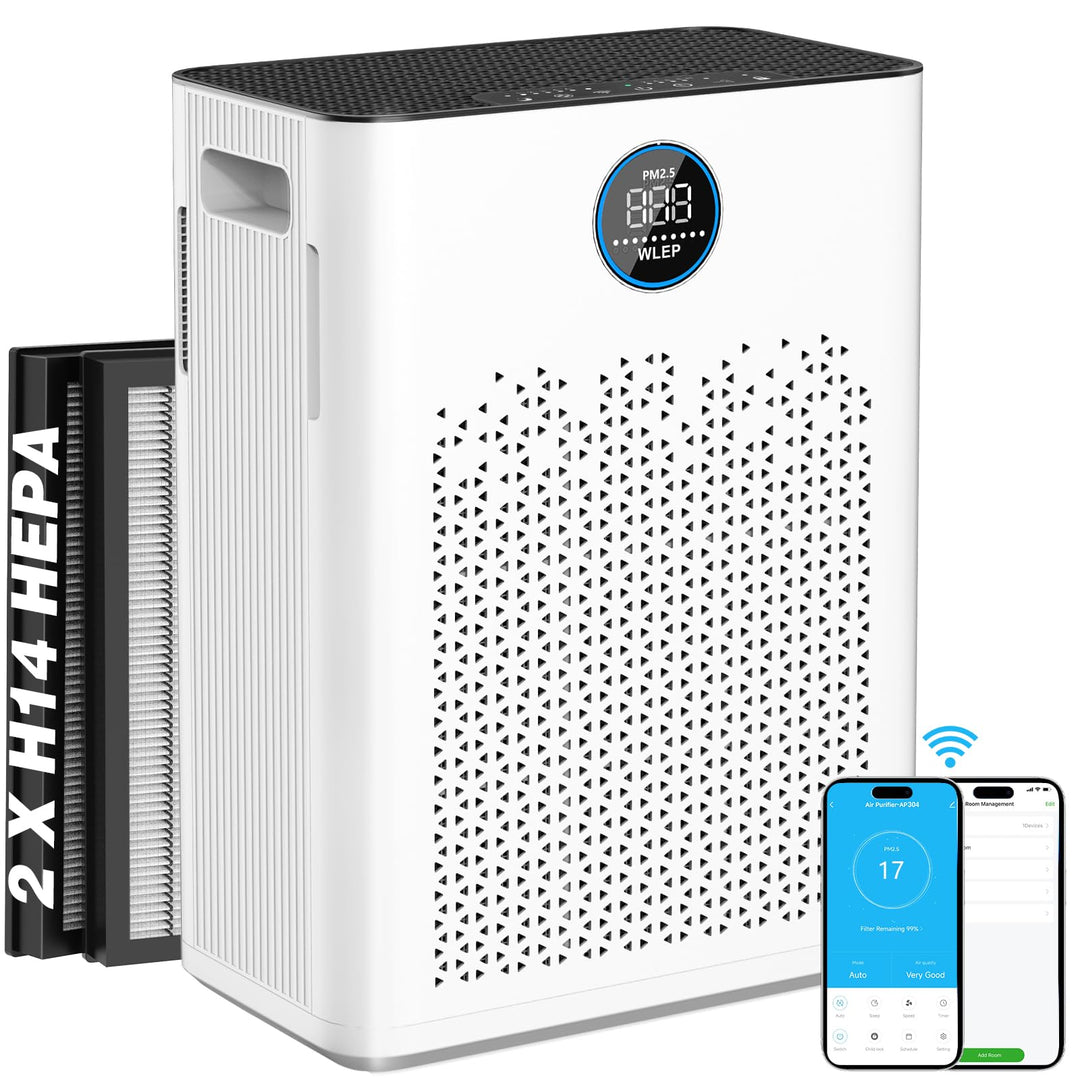 Luftreiniger mit App Steuerung, HEPA H14 Aktivkohlefilter Filter, Smart Home Luftreiniger mit Alexa