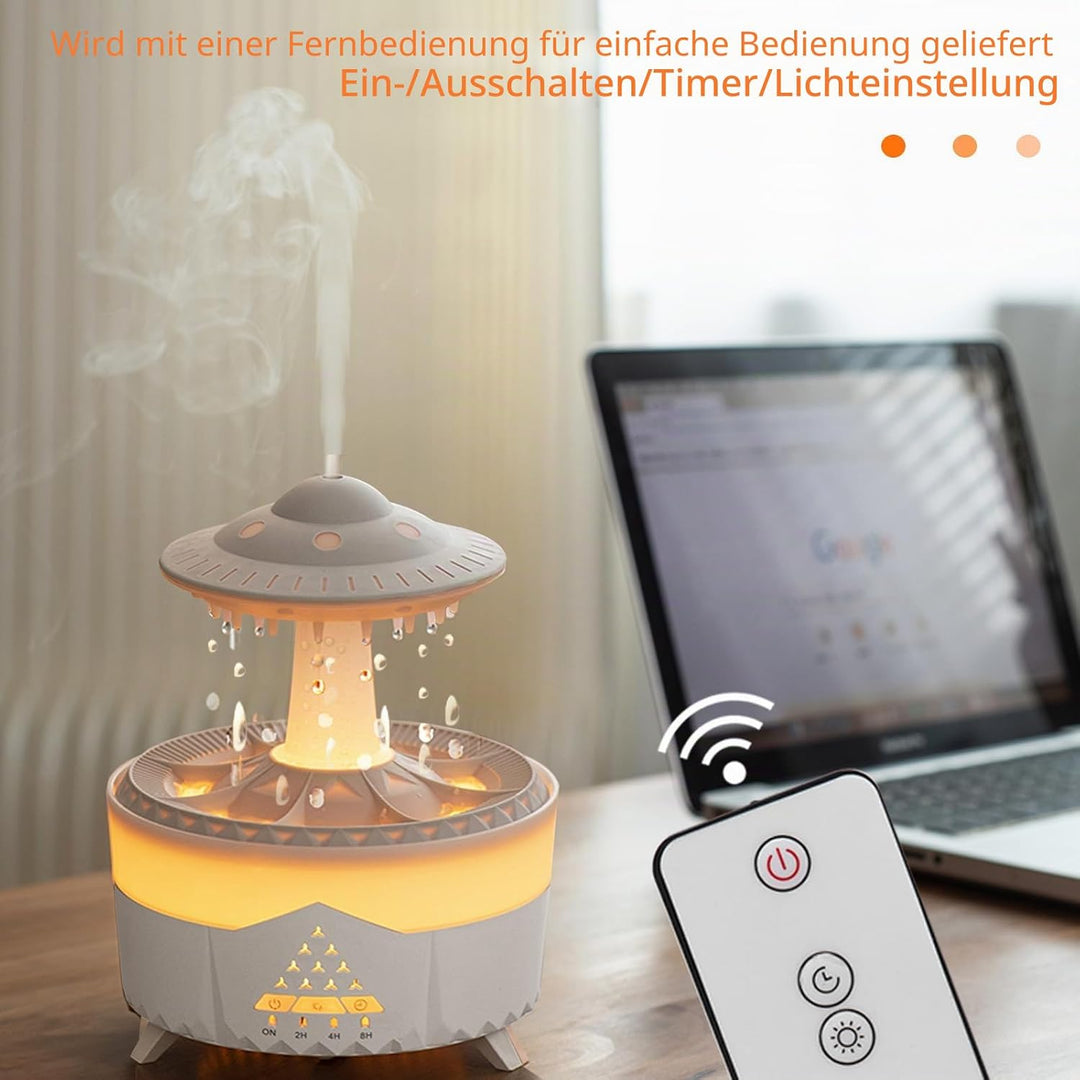 Regenwolken Luftbefeuchter und Diffusor,Luftbefeuchter mit Fernbedienung,7 Farben LED Aromatherapie