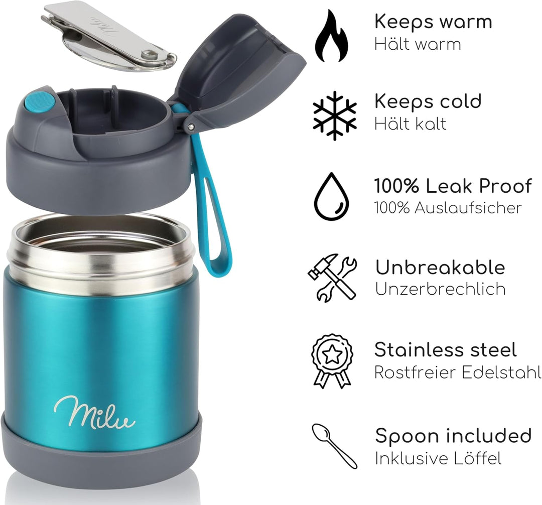Milu Thermobehälter für Lebensmittel, 300 ml, 440 ml, 450 ml, 650 ml, 800 ml, Thermobehälter aus Ede