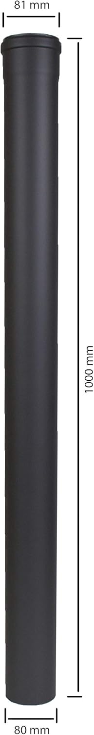 Pelletrohr 1000 mm Verlängerung - im Durchmesser 80 mm - Farbe: schwarz-metallic - inklusive Silikon