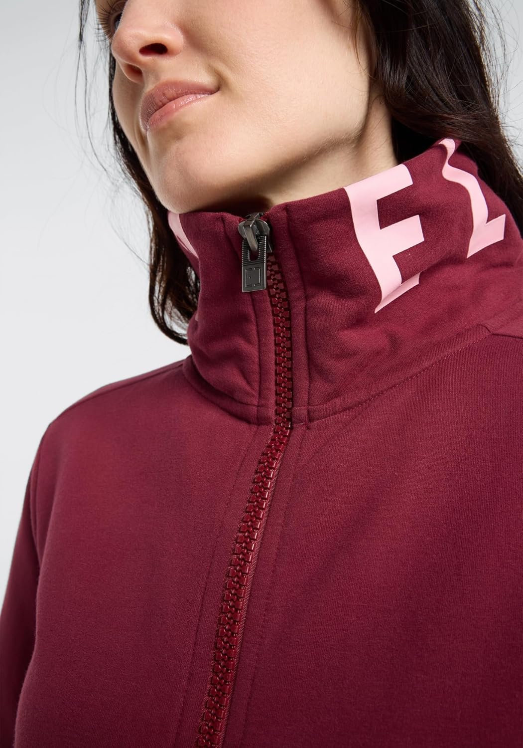 Elbsand Alvis Damen Sweatjacke mit hohem Kragen, Zip-Jacke, Reissverschluss, Regular Fit L Ruby, L R