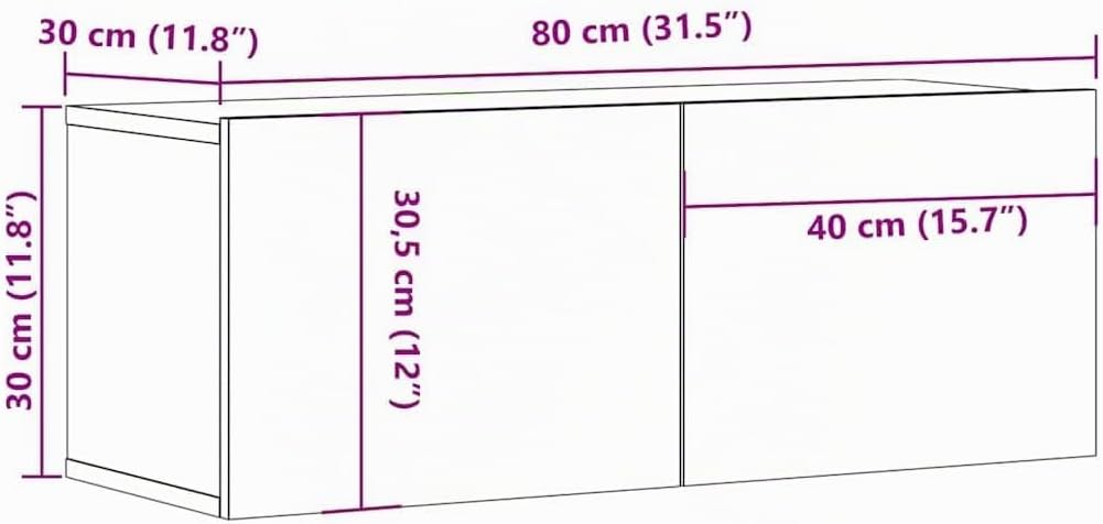 vidaXL TV Schrank mit 2 Klapptüren TV Möbel Hängeboard Lowboard Fernsehschrank Fernsehtisch Sideboar
