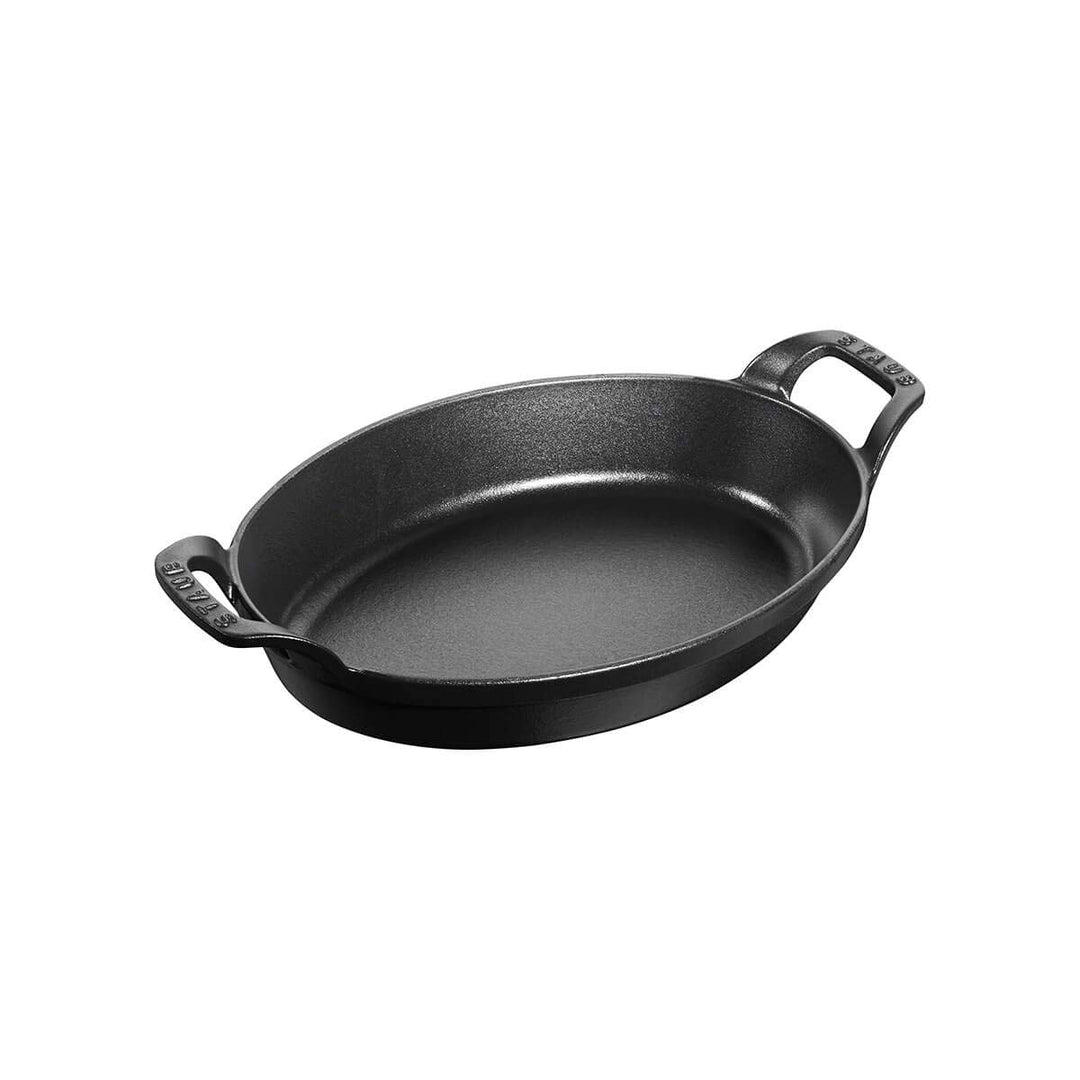 Staub 1302123 stapelbare Auflaufform, oval 21 cm, 0,7 L mit mattschwarzer Emaillierung im Inneren de
