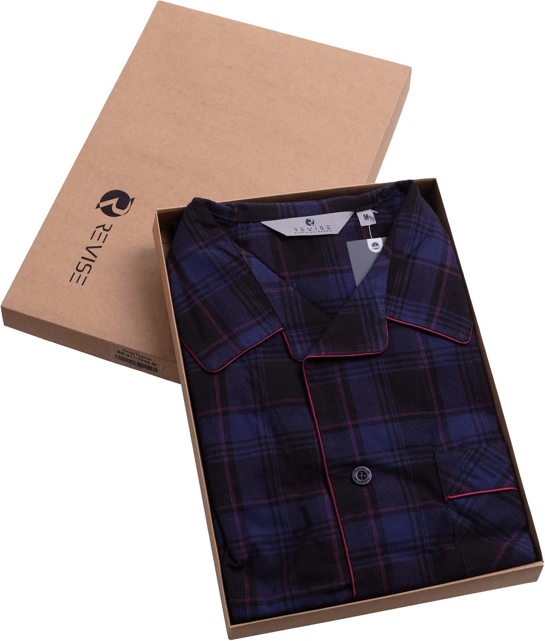 Revise RE-911 Schlafanzug für Herren - Lang - Flannel 100% Baumwolle - Pyjama - M Dunkelblau 1034, M