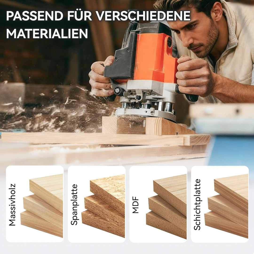 4 Stück Set Bündigfräser 6 mm Schaft, Kopierfräser für Oberfräse, Holzbearbeitungswerkzeug mit obere