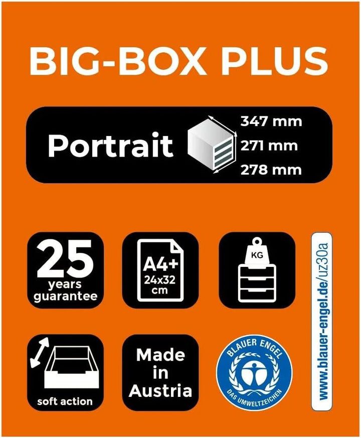 Exacompta 309738D Premium Ablagebox mit 5 Schubladen für DIN A4+ Dokumente. Stapelbare Schubladenbox