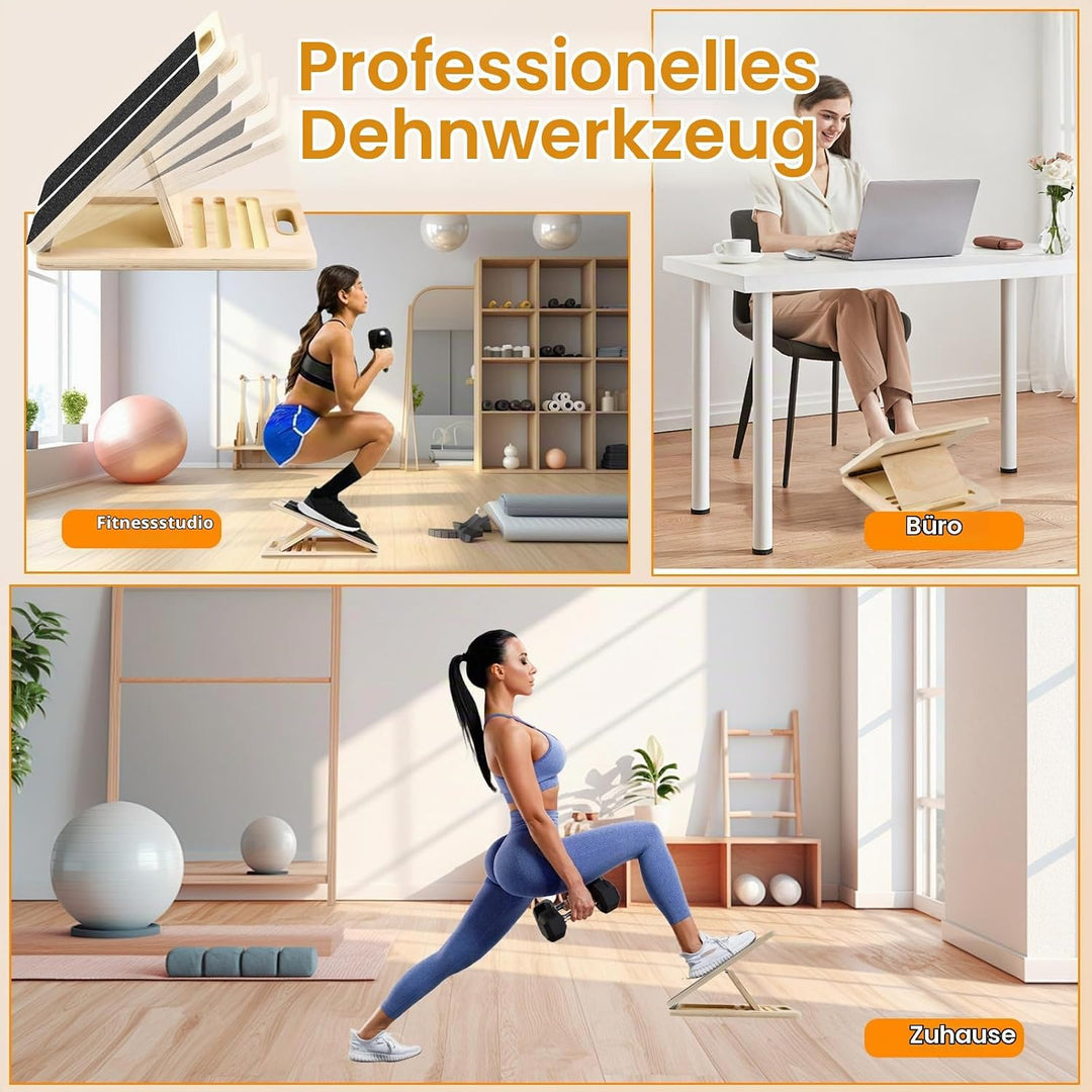 Portable Wooden Slant Board, Balance Board aus Holz für Waden-Stretching &amp; Physiotherapie, Einstellb