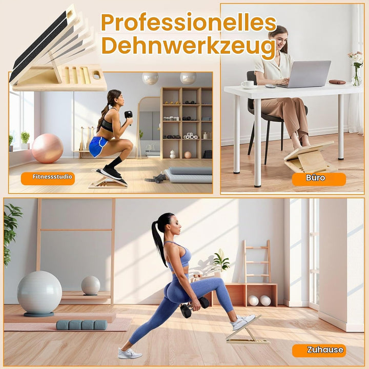 Portable Wooden Slant Board, Balance Board aus Holz für Waden-Stretching &amp; Physiotherapie, Einstellb
