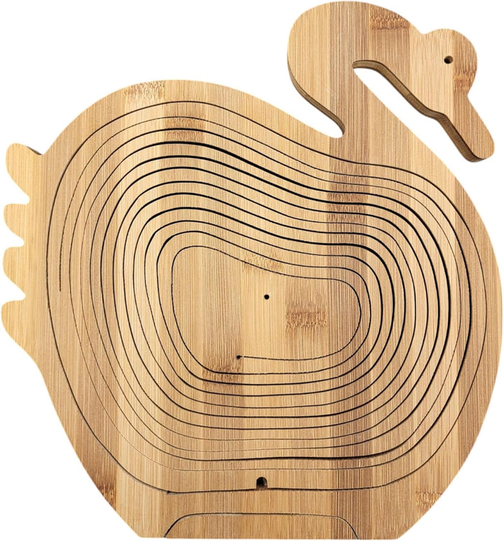 GMMH Obstkorb und Topfuntersetzer aus Bambus (Schwan) Faltbare Obstschale, Korb Schale Klappkorb Fal