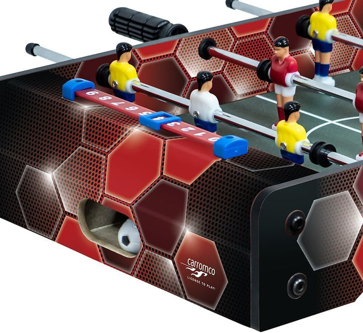 Carromco Bierkistenkicker Mini Tischfussball - Tischfussball Spiel für Getränkekisten 40 x 30 cm - F