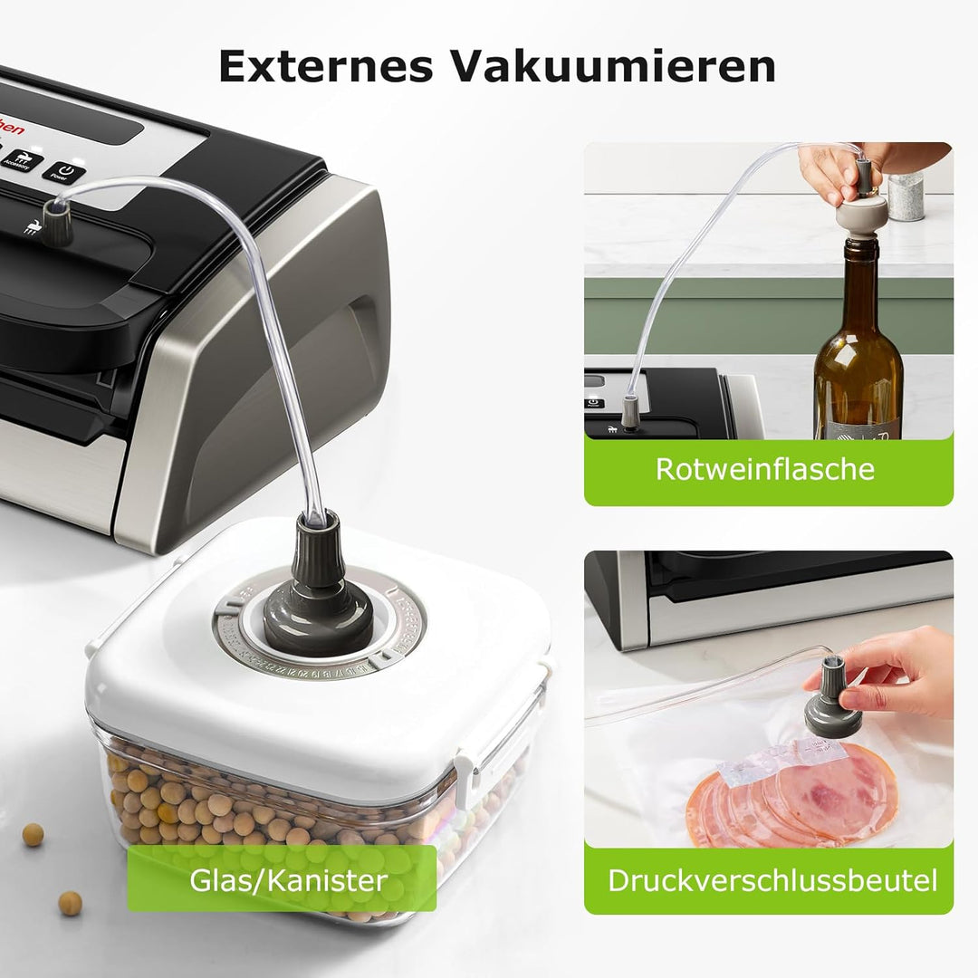 Bonsenkitchen Vakuumiergerät, Vakuumierer, Design mit Griffverriegelung, leistungsstarker geräuschar