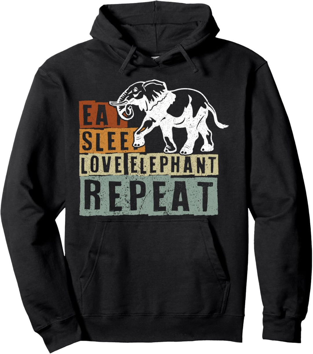 Eat Sleep Love Elephant Repeat Motiv mit Elefanten Pullover Hoodie