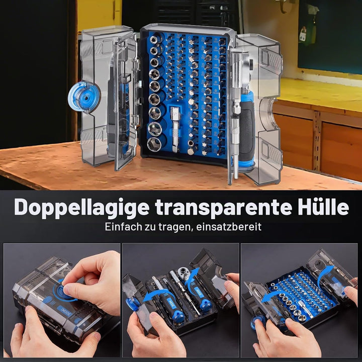 XOOL 78-in-1 Ratschen-Schraubendreher Set, Multifunktionales Präzisions-Werkzeugset mit 41 Bits, 6,3