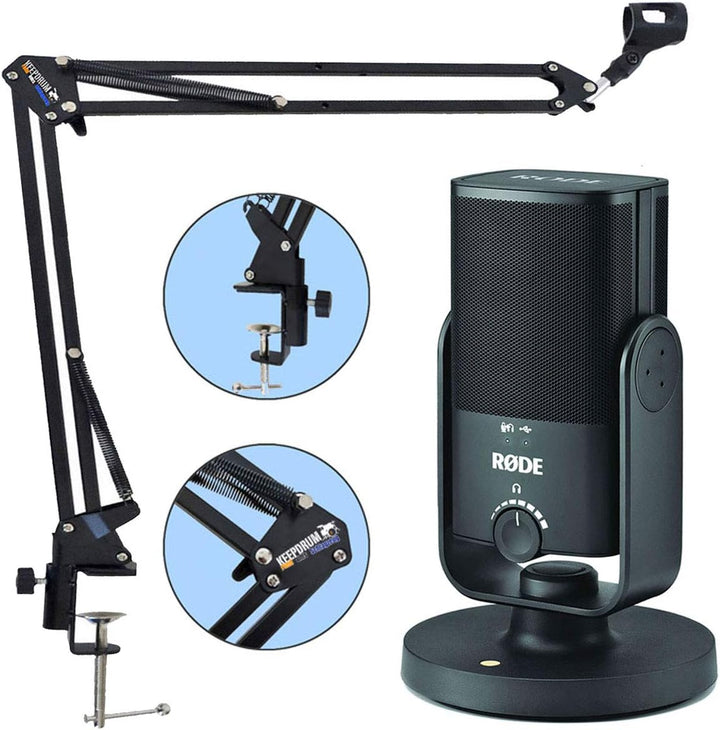 Rode NT-USB MINI USB-Podcast-Kondensatormikrofon + keepdrum NB35BK Black Mikrofonarm NT-USB Mini + G