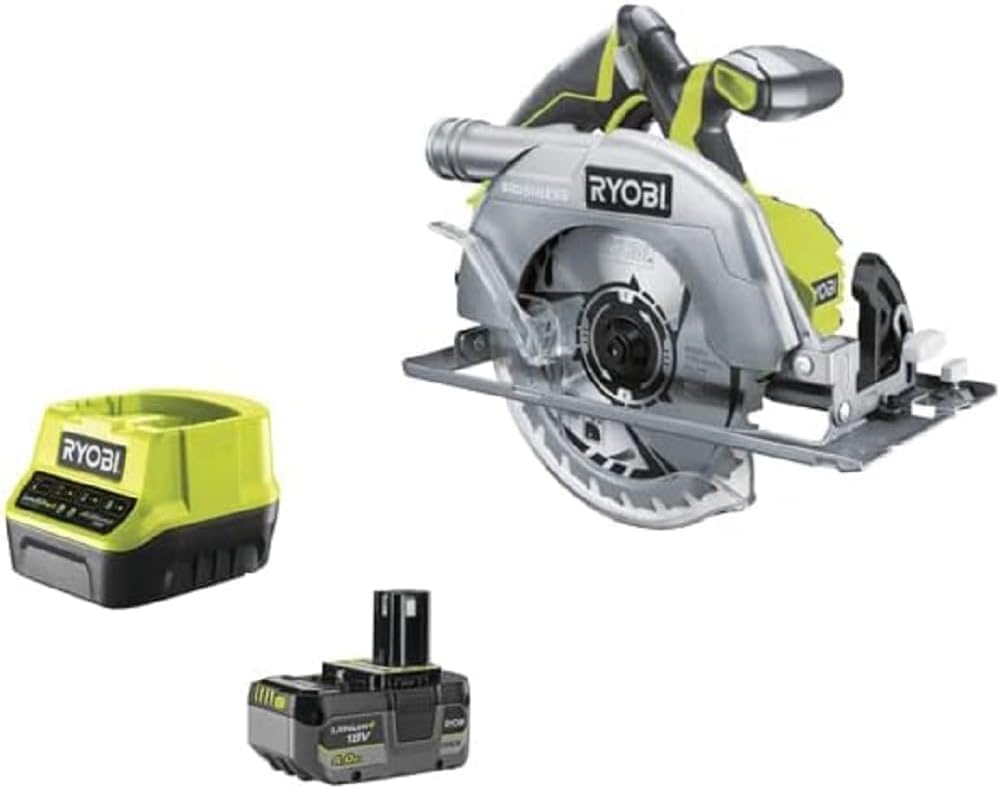 RYOBI 18 V ONE+ Brushless Akku-Handkreissäge R18CS7-140GZL (Sägeblatt-Ø 184mm, Schnitttiefe 90°/45°