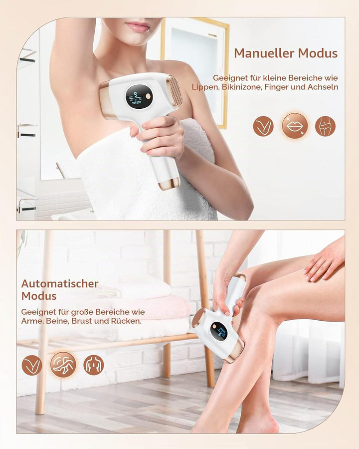 IPL Geräte Haarentfernung Laser mit 999.900 Lichtimpulse, Dauerhafte Schmerzfreie Haarentfernungsger