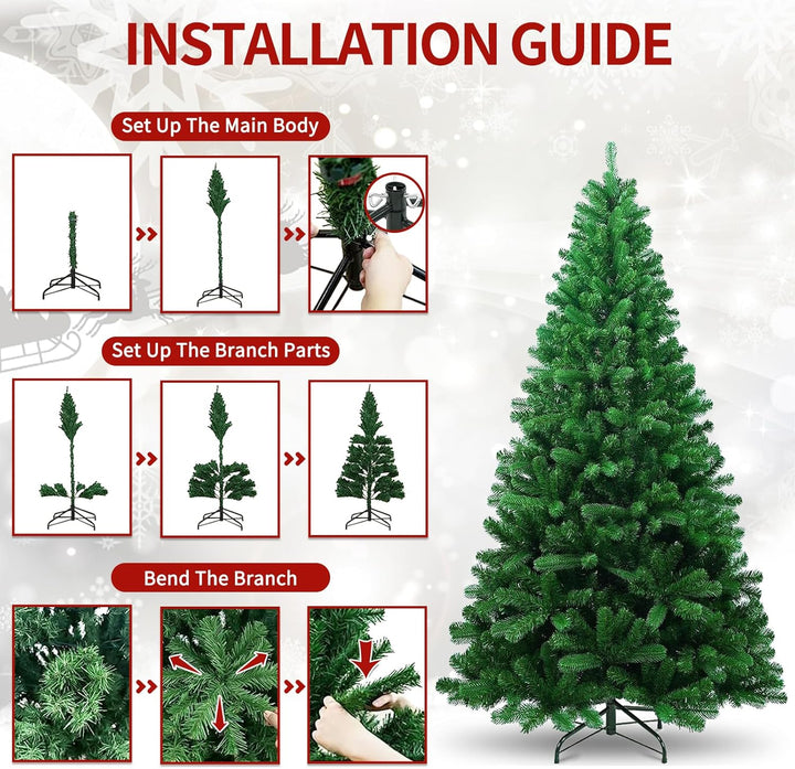 Künstlicher -Weihnachtsbaum mit 22 DIY Weihnachtsbaumschmuck,120cm Tannenbaum 300 Spitzen Metallstän