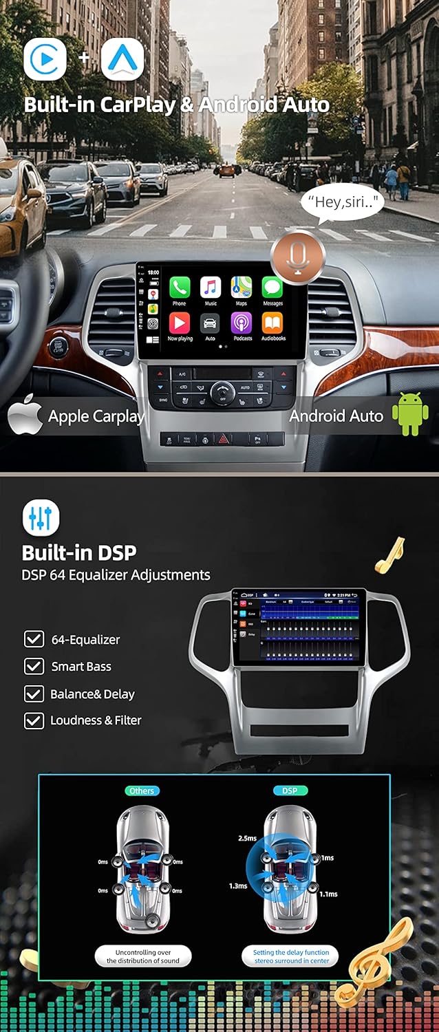 JOYX - [6G+128G] - Android 15 IPS Autoradio Passt für Jeep Grand Cherokee WK2 (2008-2013) - Kabellos