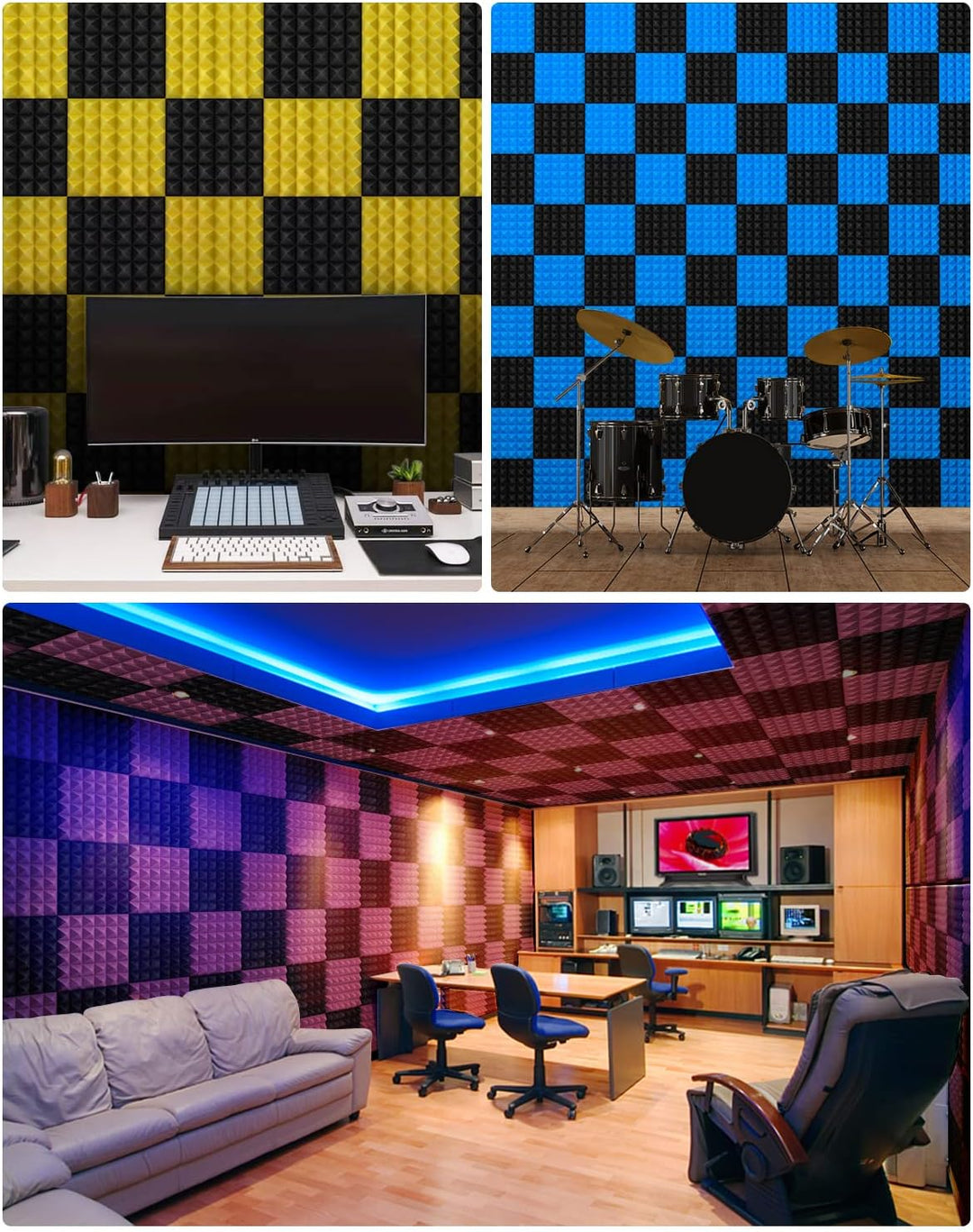 Schallabsorber 12 Stück Akustikschaumstoff Pyramiden Schalldämmung Schallschutz Wand Für Studioaufna