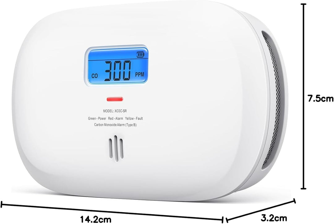 X-Sense Kohlenmonoxid Melder, 10 Jahre Sensor, CO Melder mit austauschbarer Batterie und digitalem D
