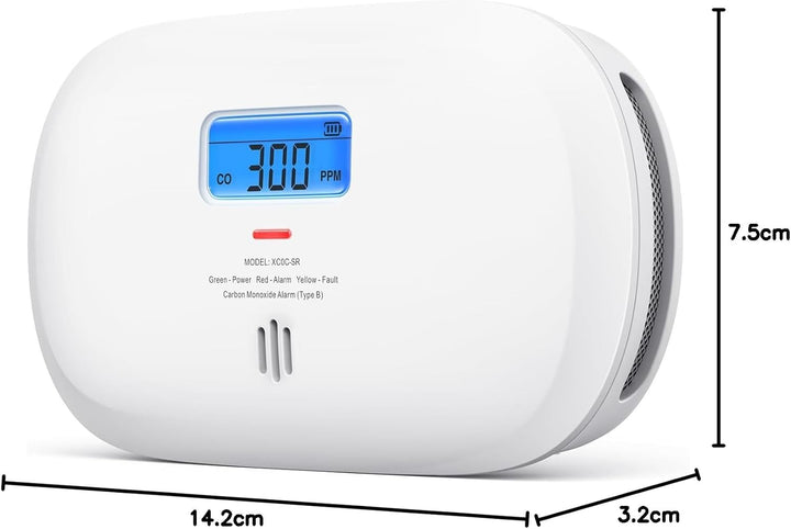 X-Sense Kohlenmonoxid Melder, 10 Jahre Sensor, CO Melder mit austauschbarer Batterie und digitalem D