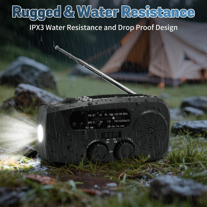 Kurbelradio, Radio mit Kurbel und Solar Notfall Ausrüstung, Notfallradio Emergency 2000mAh Power Ban