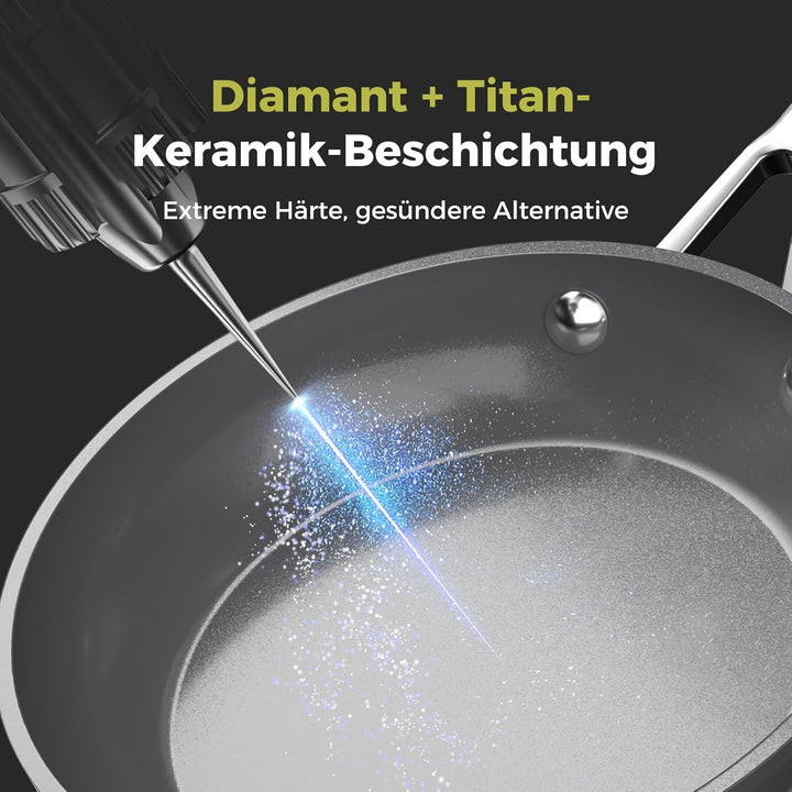 DiamondTitan Keramik Pfanne 24cm, Antihaft Bratpfanne für alle Herdarten, PTFE-frei PFAS-frei PFOA-f