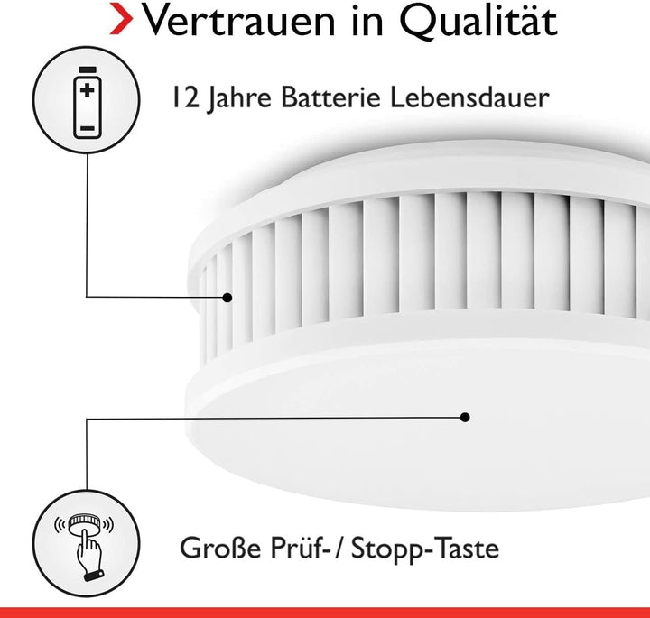 Pyrexx PX-1 Rauchwarnmelder - 6 Stück - 10 Jahre Batterie mit Magnet-Halterung ohne Bohren und LED-B