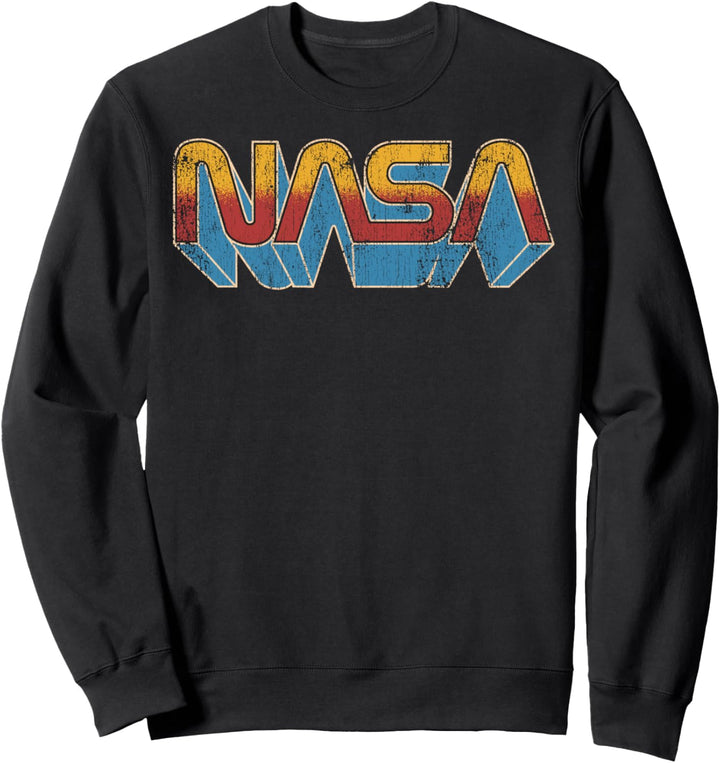 NASA Distressed Yellow Red Blue 3D Logo Sweatshirt