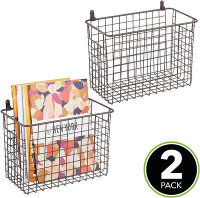 mDesign 2er-Set Wandregal aus Metall – grosser Ablagekorb für Flur, Schlafzimmer und andere Räume –
