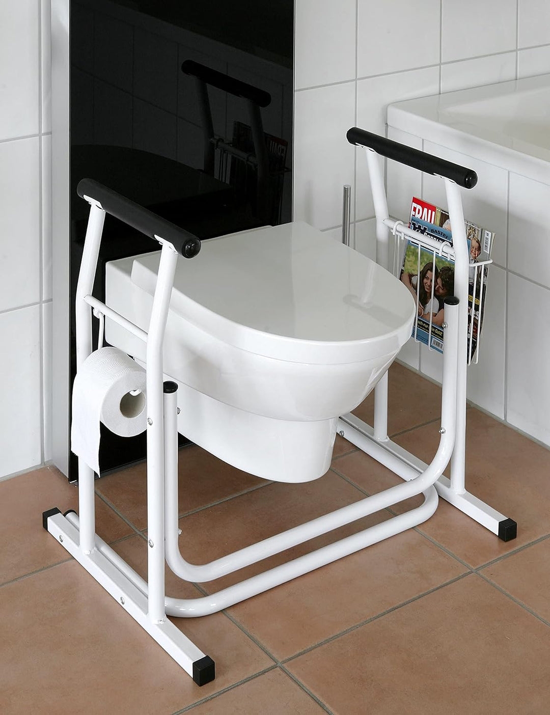 HeRo24 WC Aufstehhilfe – mobiles Toiletten-Stützgestell mit Haltegriff – Stützgriff für Bad &amp; WC – s