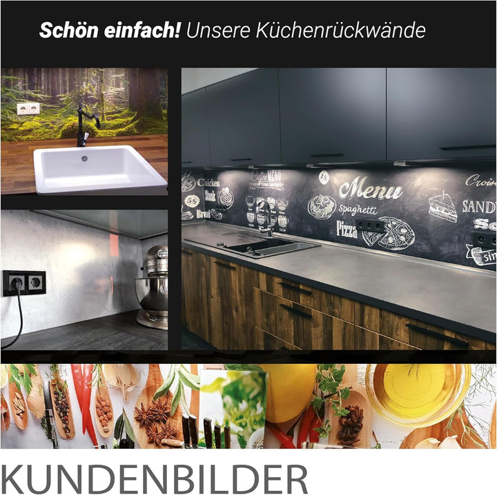 Küchenrückwand selbstklebend Glasoptik - WHITE NATURAL STONE - 1.8mm, versteift, alle Untergründe, H