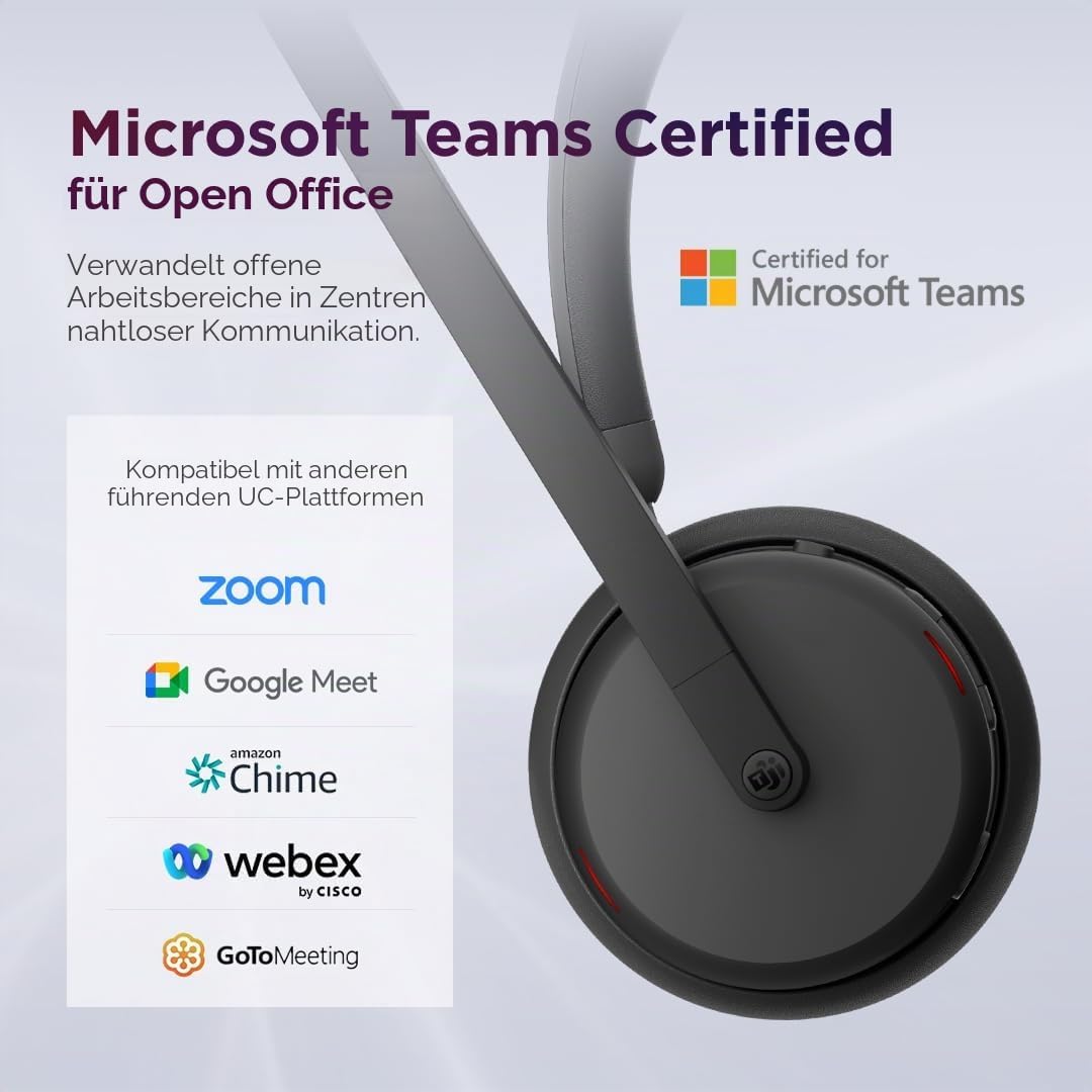 Lenovo 6550 - Headset - On-Ear - Bluetooth - kabellos - aktive Rauschunterdrückung - Schwarz - Zerti